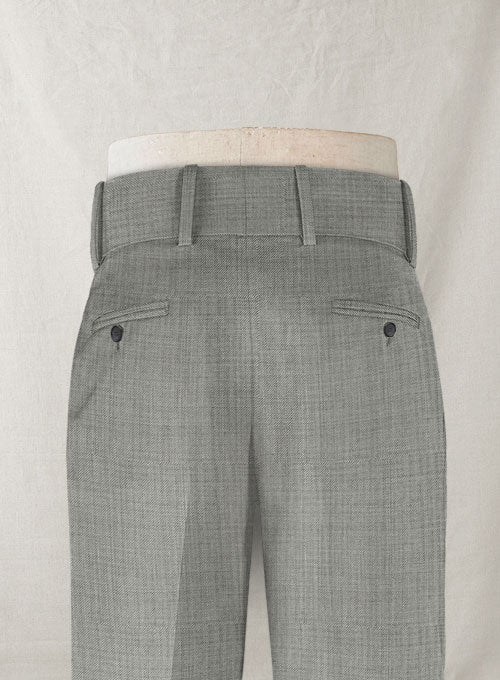 Napolean Sharkskin Light Gray Double Gurkha Wool Trousers - Image 4