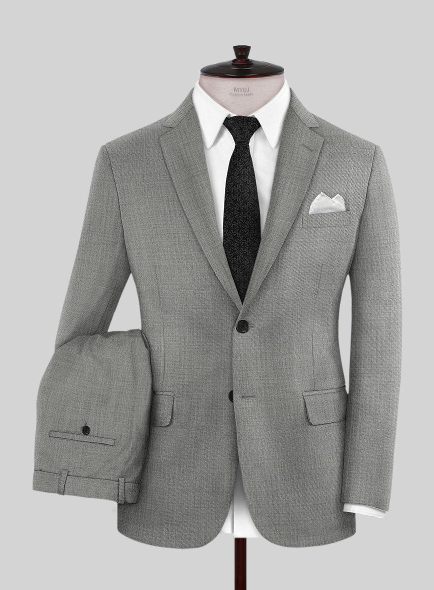 Napolean Sharkskin Light Gray Wool Suit - Image 2