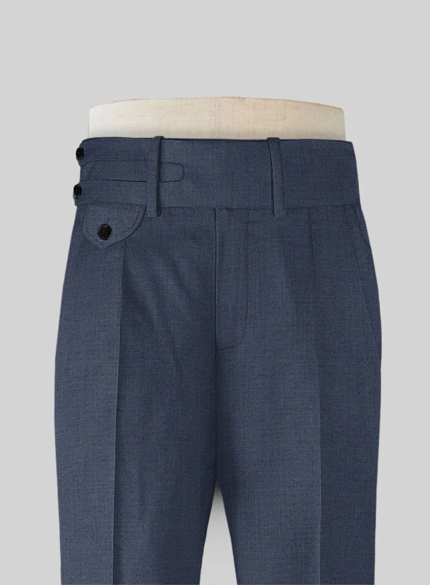 Napolean Slate Blue Double Gurkha Wool Trousers - Image 3
