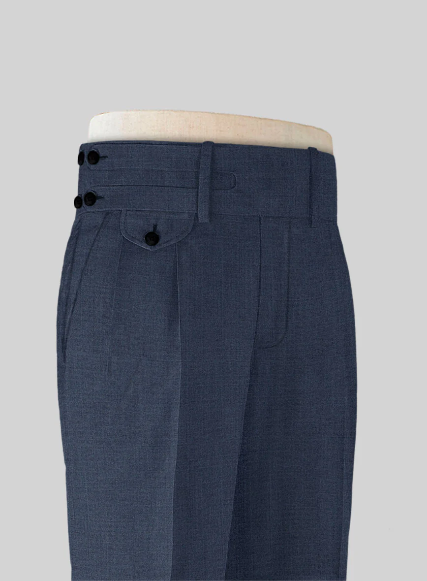 Napolean Slate Blue Double Gurkha Wool Trousers - Image 4