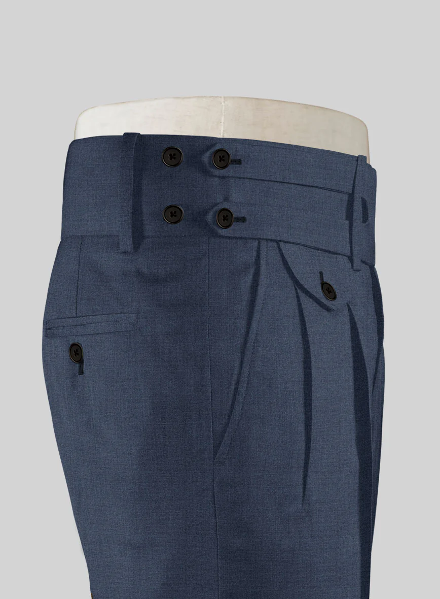 Napolean Slate Blue Double Gurkha Wool Trousers - Image 5