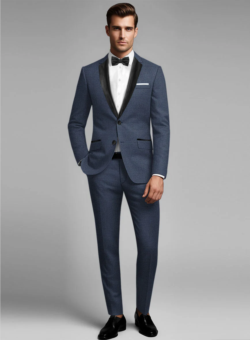 Napolean Slate Blue Wool Tuxedo Suit - Image 2