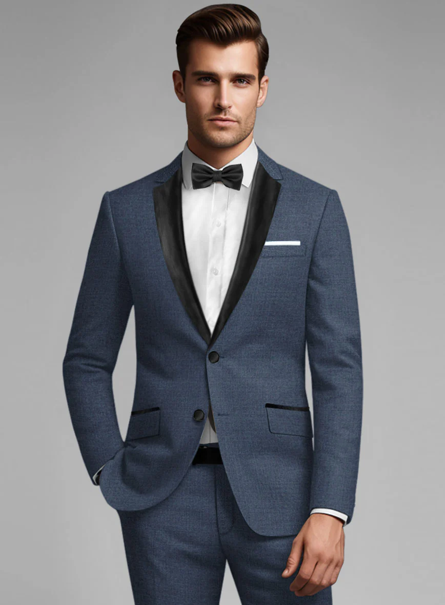 Napolean Slate Blue Wool Tuxedo Suit - Image 3