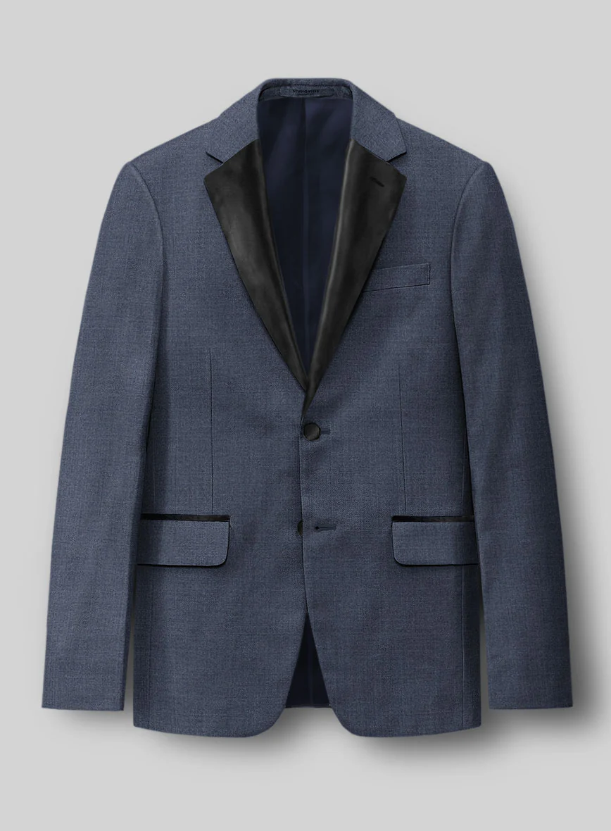 Napolean Slate Blue Wool Tuxedo Suit - Image 5