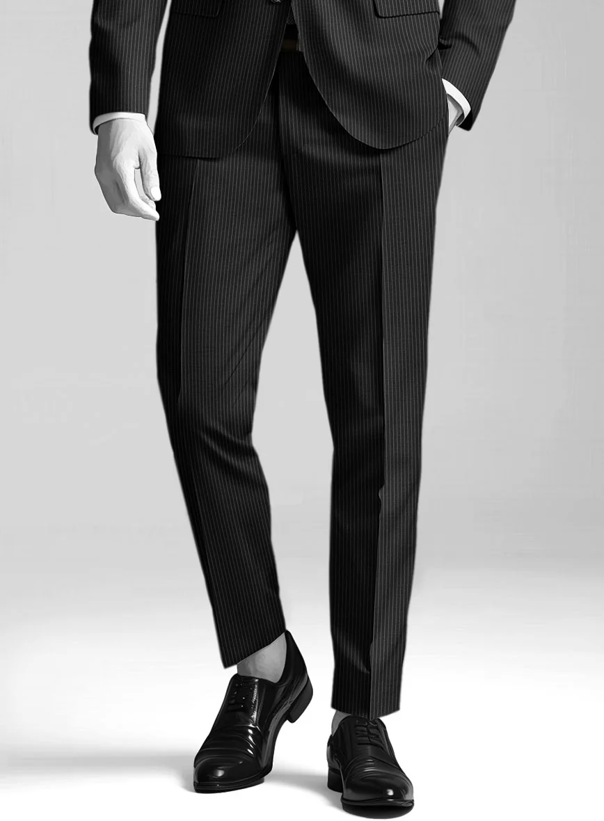 Napolean Slim Stripe Black Wool Pants - Image 2