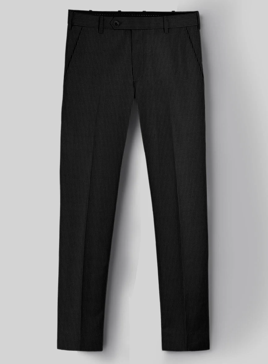 Napolean Slim Stripe Black Wool Suit - Image 5