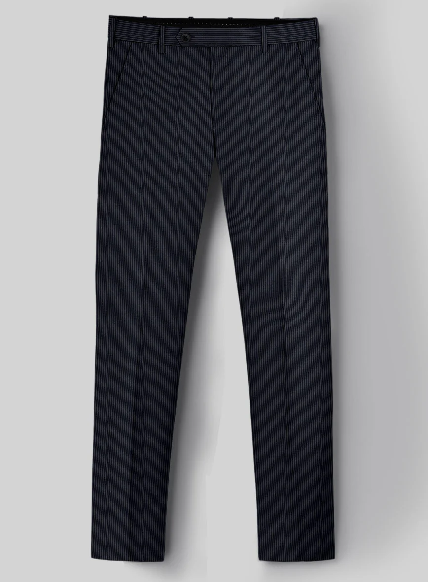 Napolean Slim Stripe Blue Wool Suit - Image 5