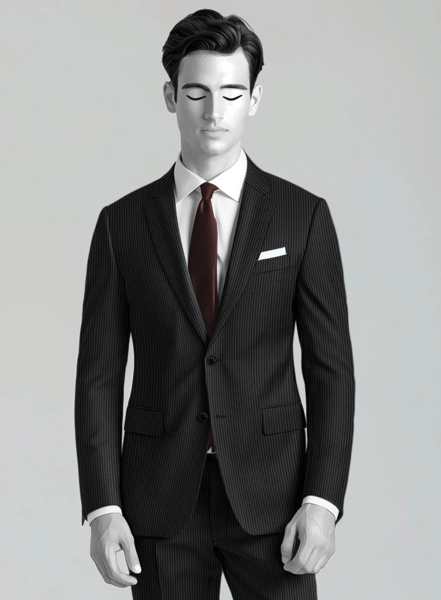 Napolean Slim Stripe Charcoal Wool Jacket - Image 2