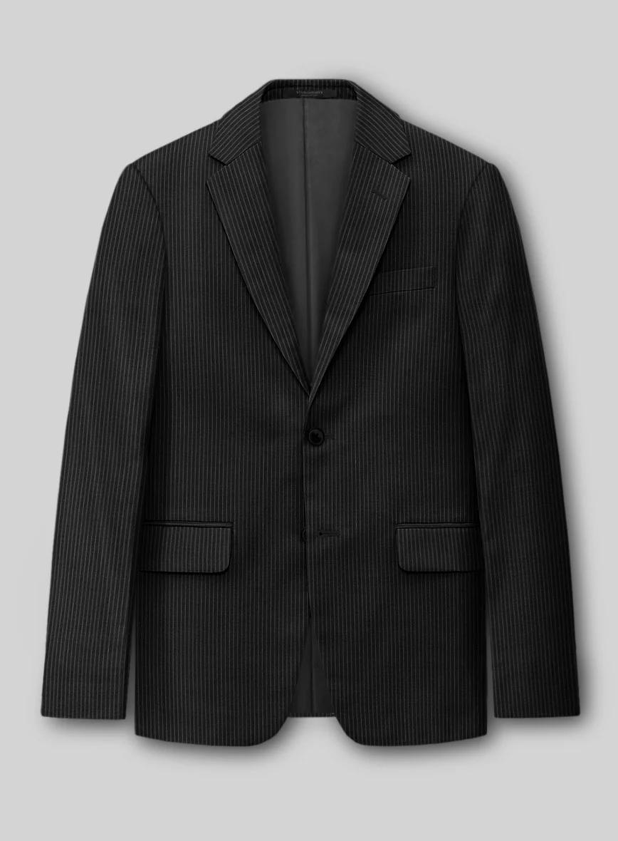 Napolean Slim Stripe Charcoal Wool Suit - Image 4