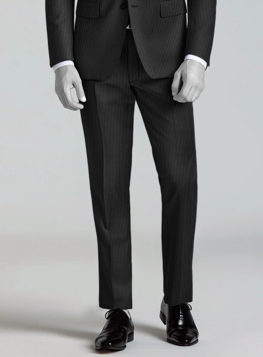 Napolean Slim Stripe Charcoal Wool Suit - Image 5