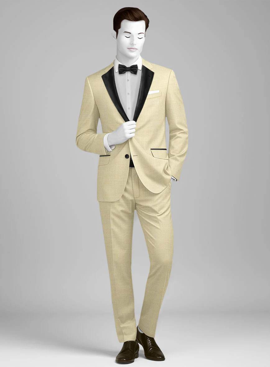 Napolean Spring Latte Beige Wool Tuxedo Suit - Image 2
