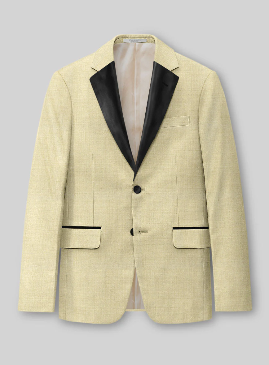 Napolean Spring Latte Beige Wool Tuxedo Suit - Image 3