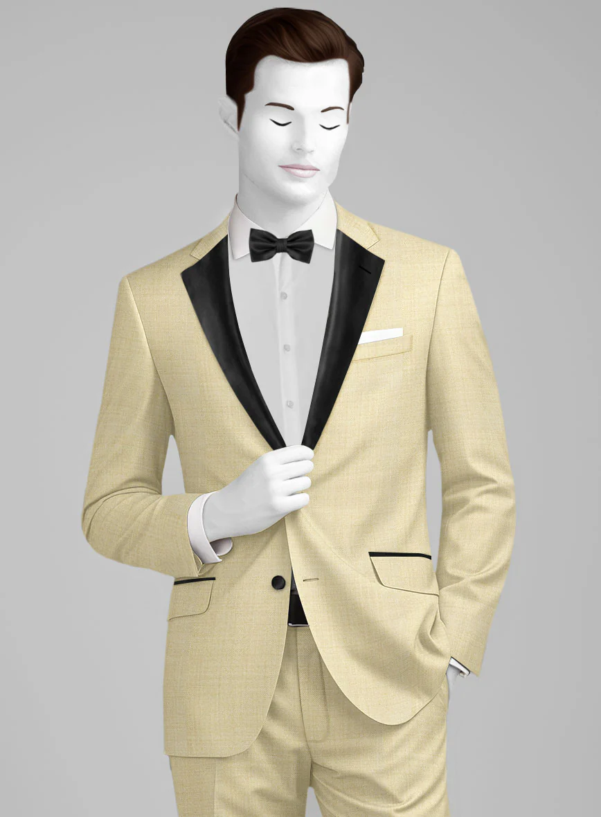 Napolean Spring Latte Beige Wool Tuxedo Suit - Image 4