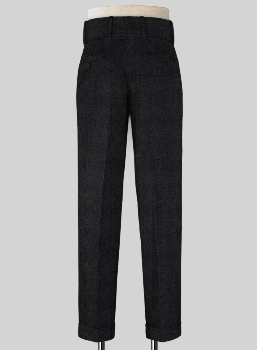 Napolean Stone Black Double Gurkha Wool Trousers - Image 2