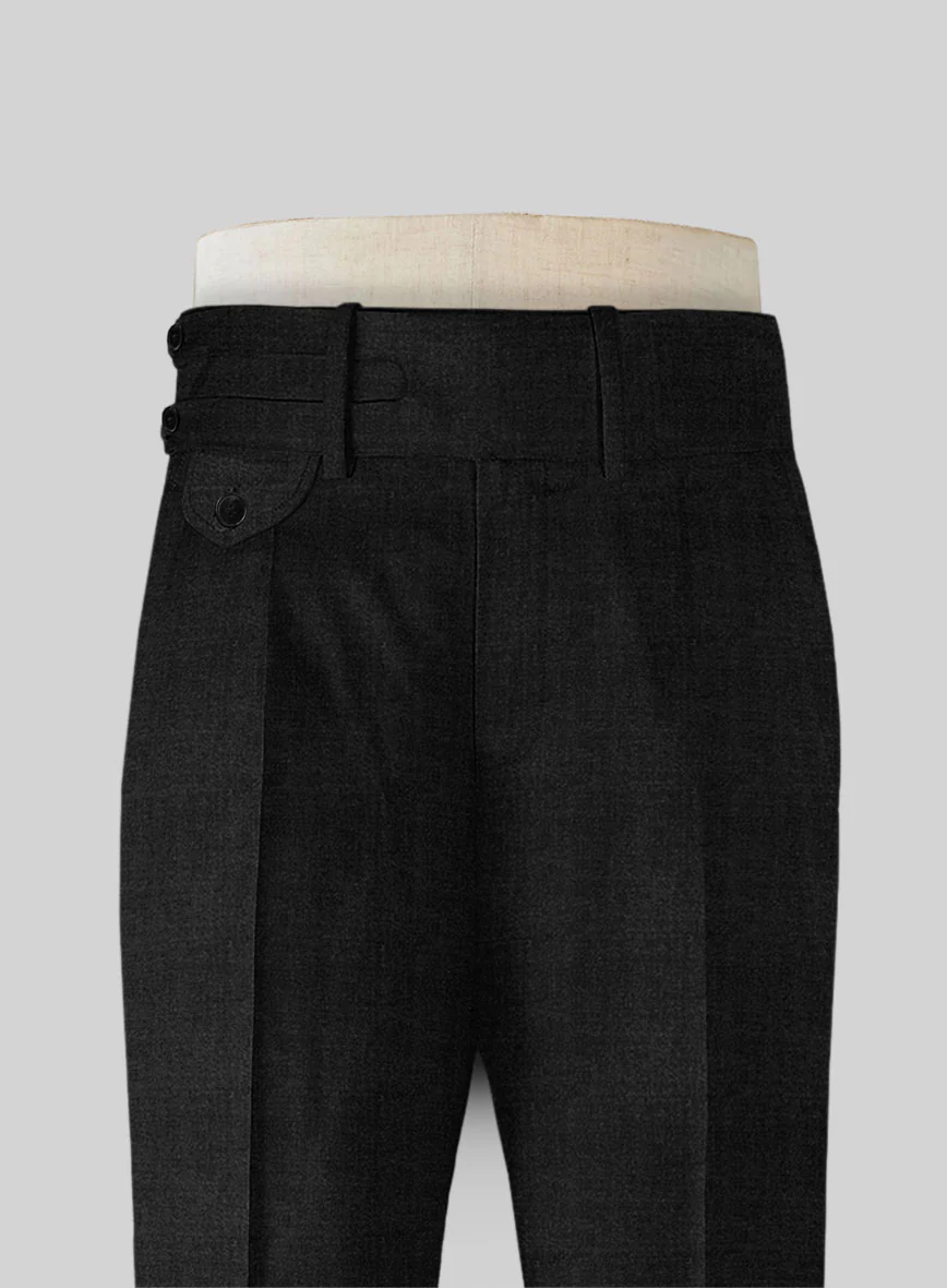 Napolean Stone Black Double Gurkha Wool Trousers - Image 3