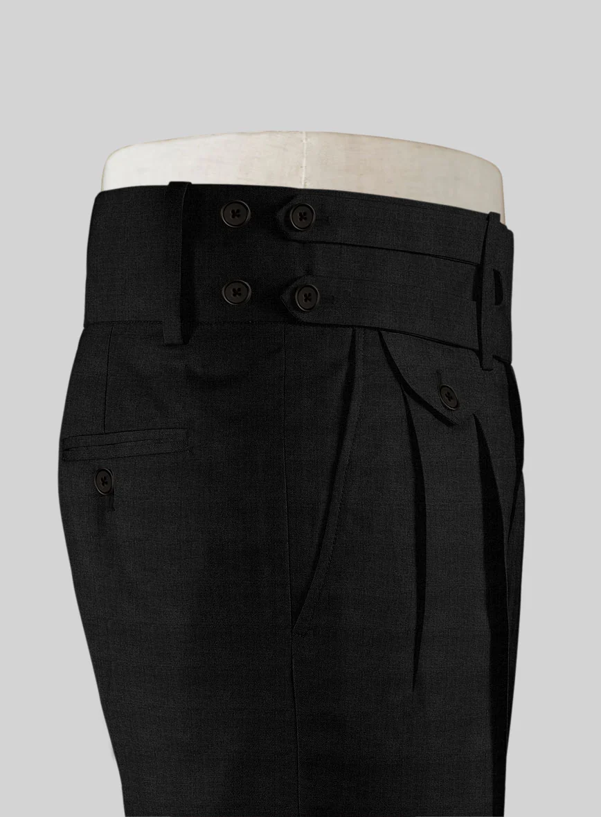 Napolean Stone Black Double Gurkha Wool Trousers - Image 4