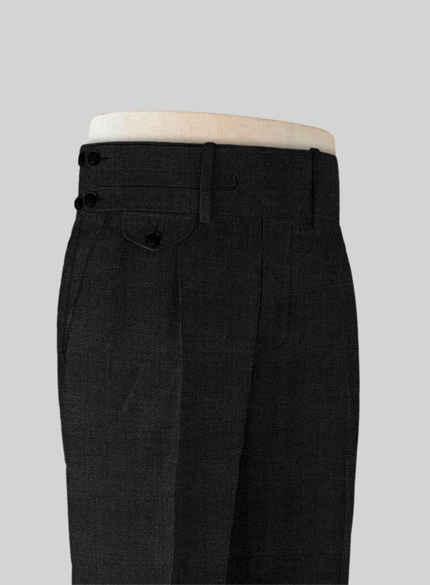 Napolean Stone Black Double Gurkha Wool Trousers - Image 5