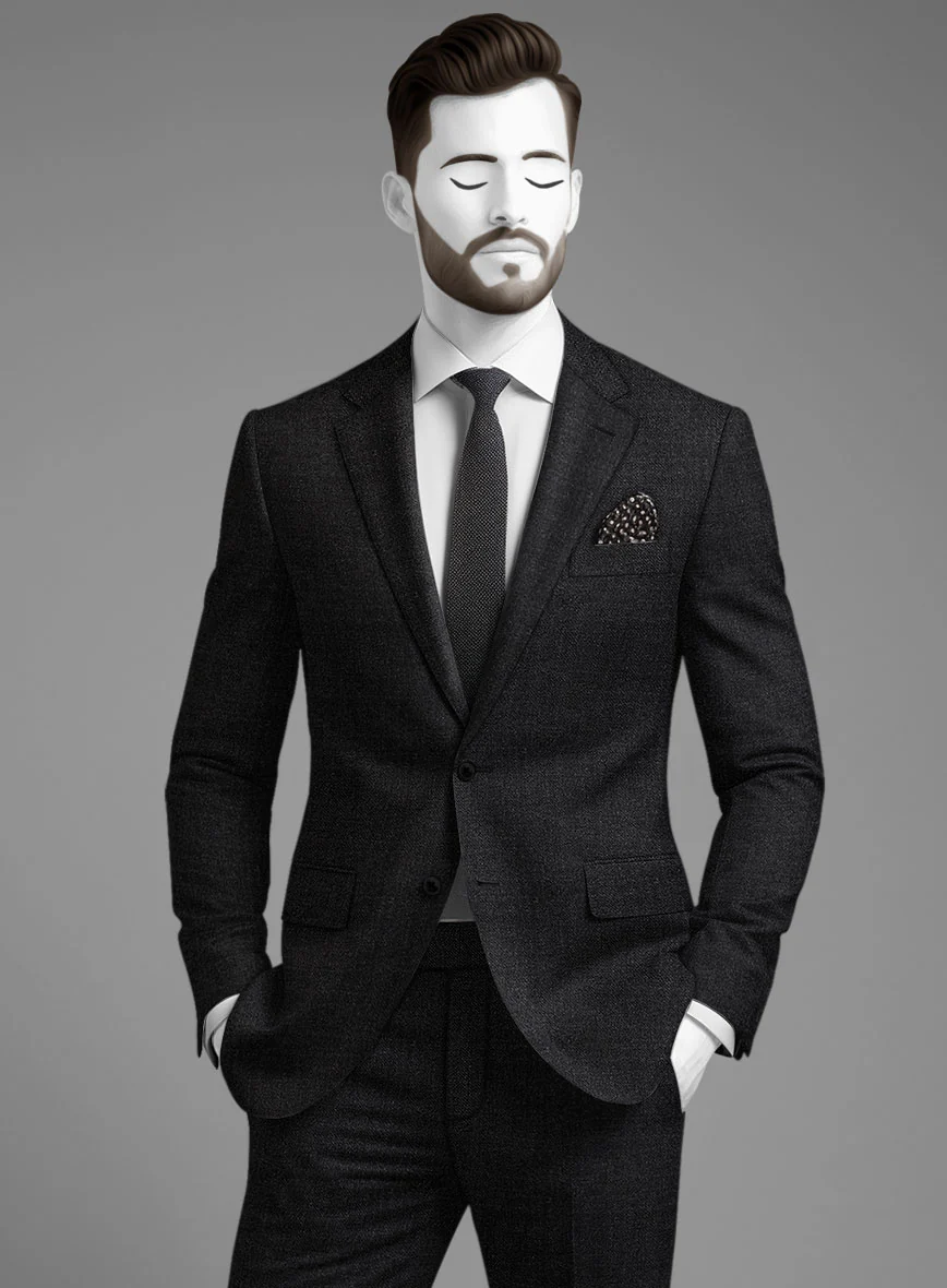 Napolean Stone Black Wool Jacket - Image 2