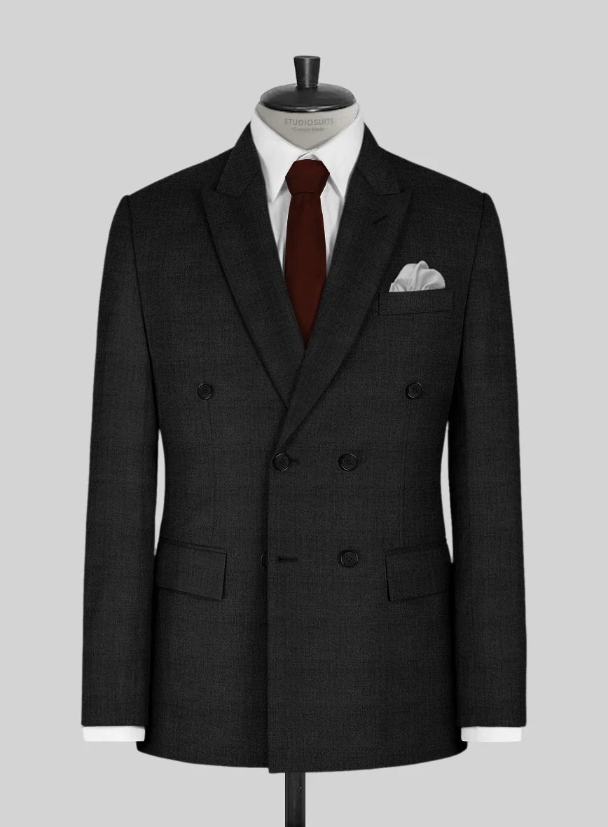 Napolean Stone Black Wool Double Breasted Suit - Image 2