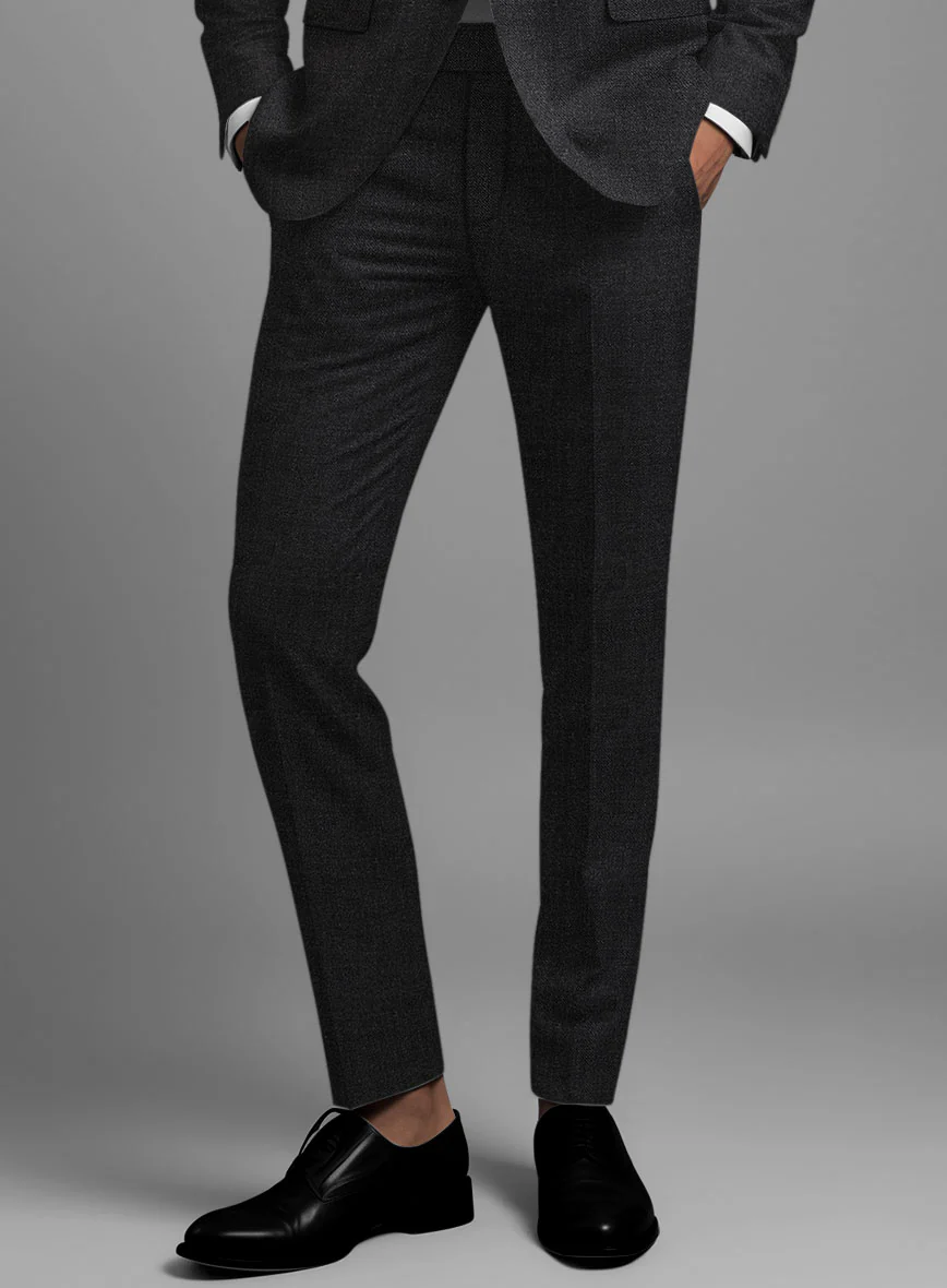 Napolean Stone Black Wool Tuxedo Suit - Image 5