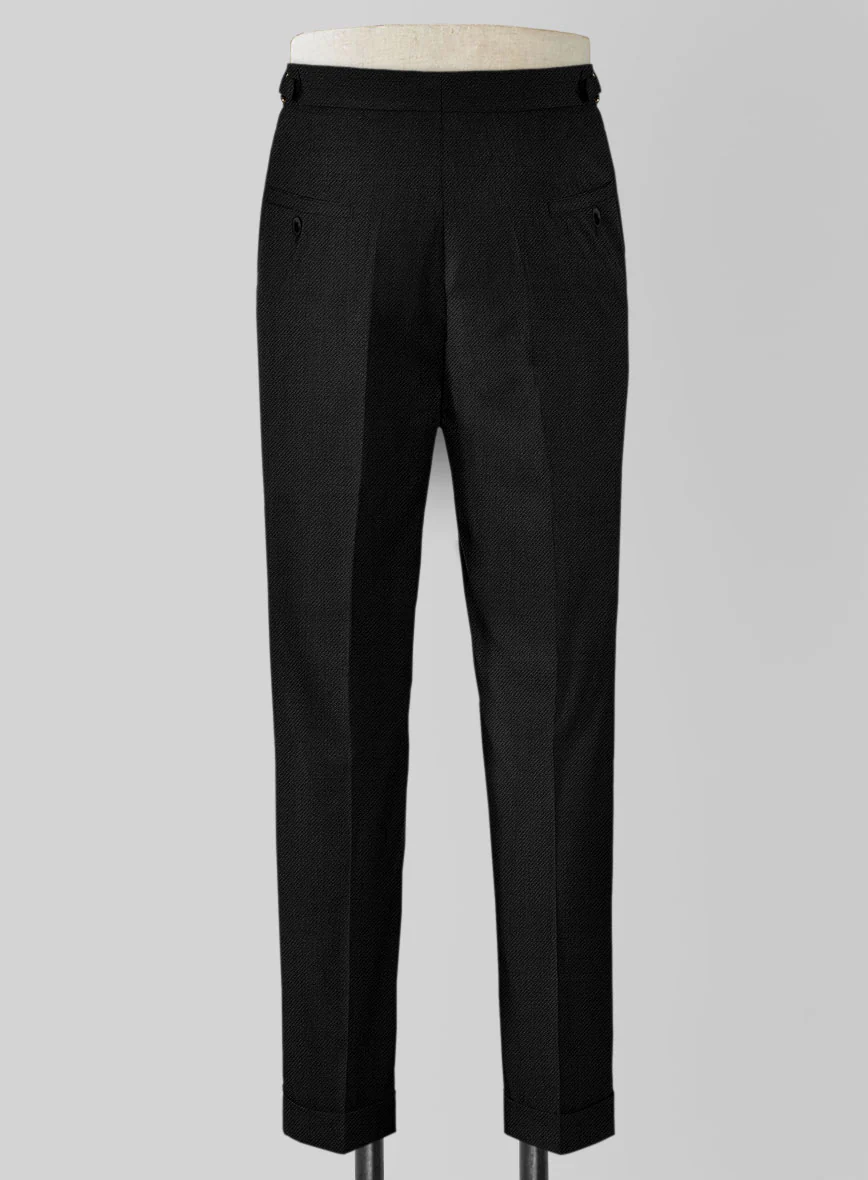 Napolean Stretch Black Highland Wool Trousers - Image 3