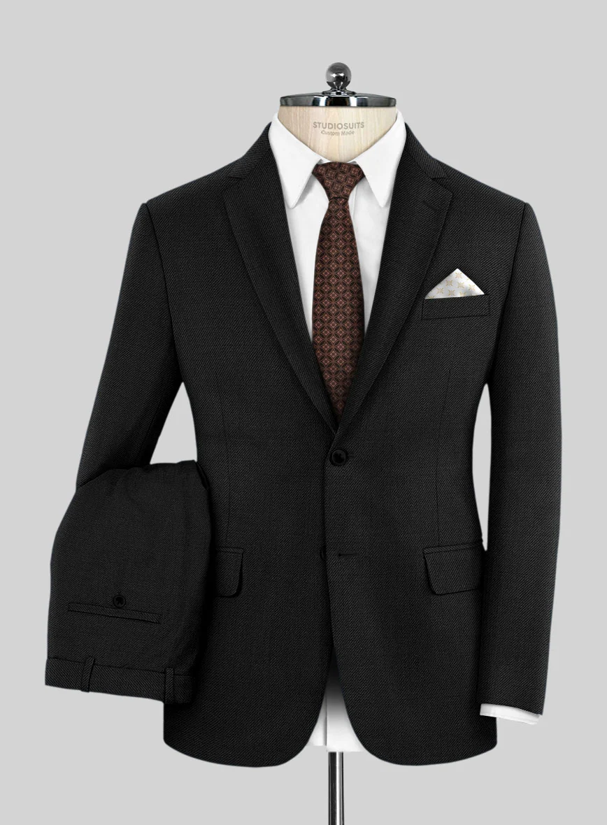 Napolean Stretch Black Wool Suit - Image 2