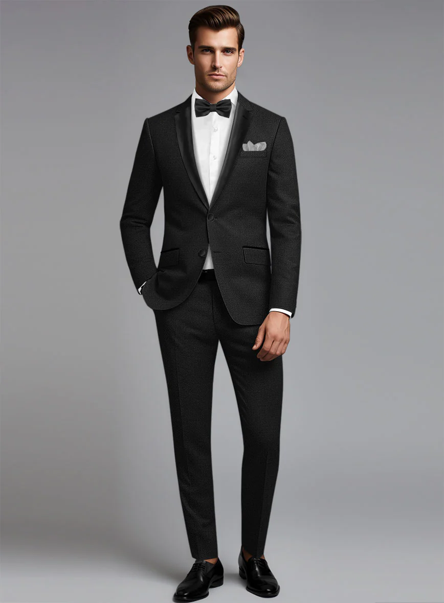 Napolean Stretch Black Wool Tuxedo Suit - Image 2