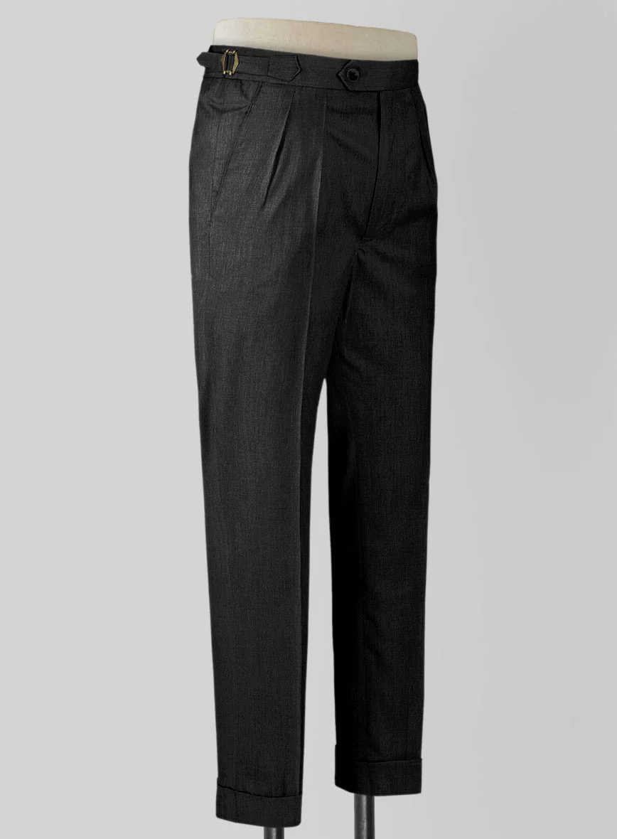 Napolean Stretch Charcoal Highland Wool Trousers - Image 2