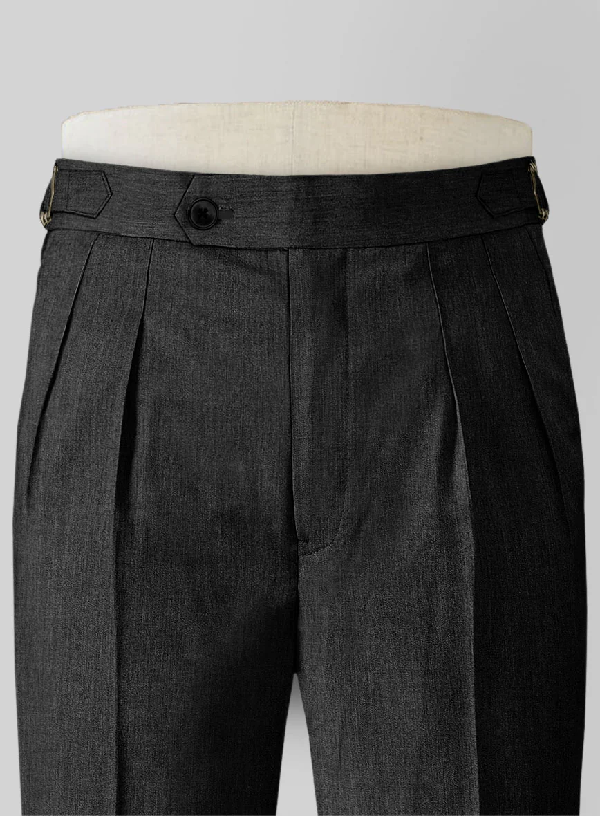 Napolean Stretch Charcoal Highland Wool Trousers - Image 4