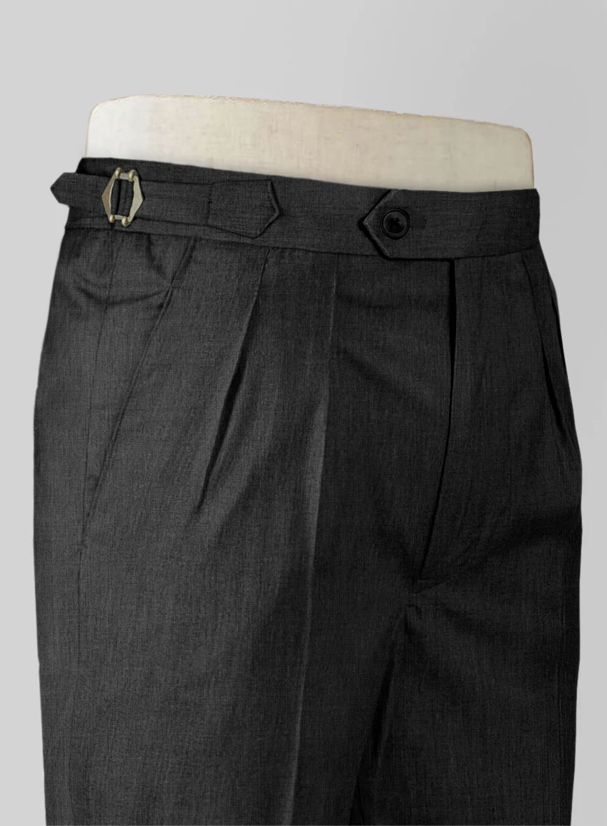 Napolean Stretch Charcoal Highland Wool Trousers - Image 5