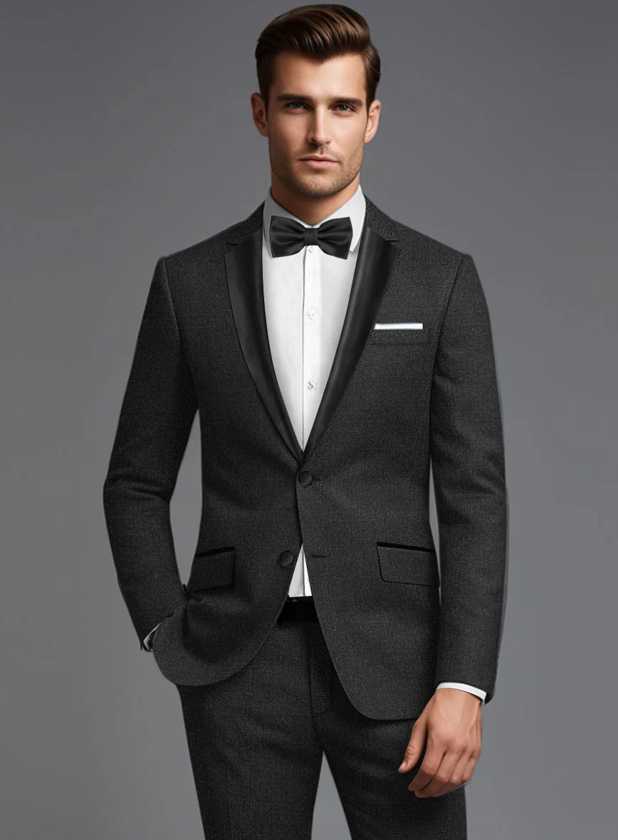 Napolean Stretch Charcoal Wool Tuxedo Jacket - Image 2