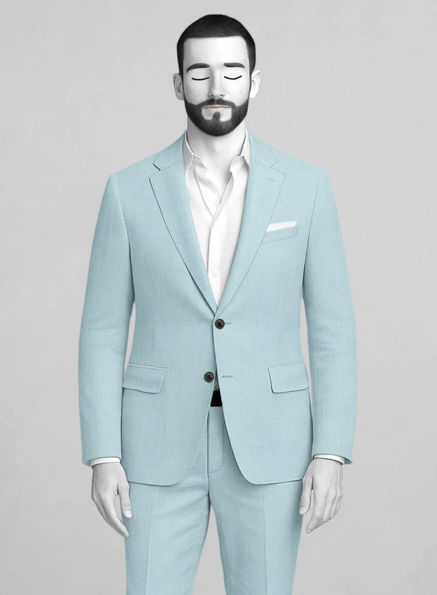 Napolean Stretch Coral Blue Wool Suit - Image 4