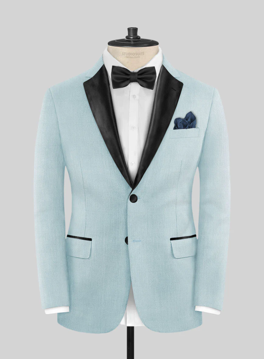 Napolean Stretch Coral Blue Wool Tuxedo Suit - Image 2