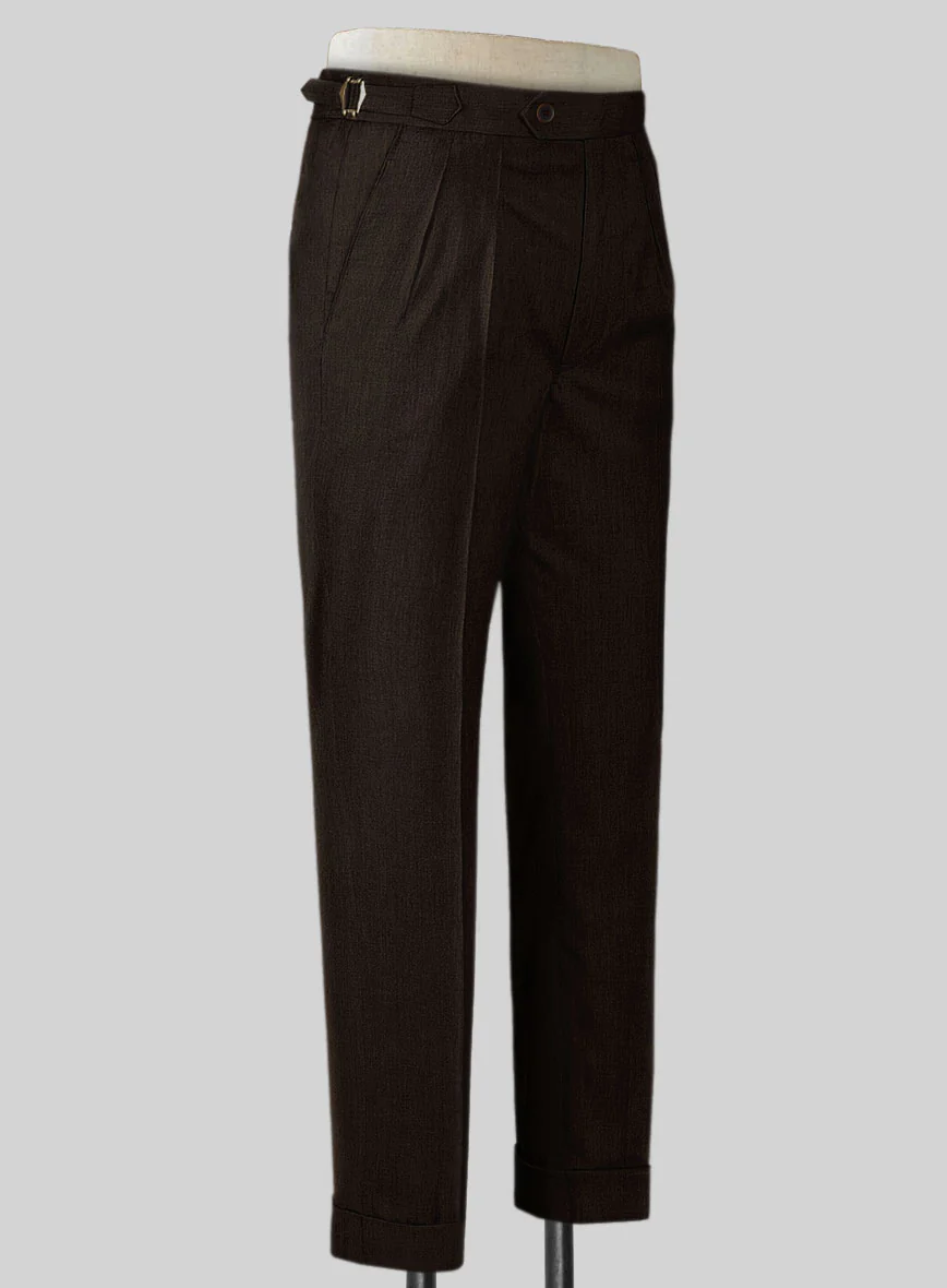 Napolean Stretch Dark Brown Highland Wool Trouser - Image 2