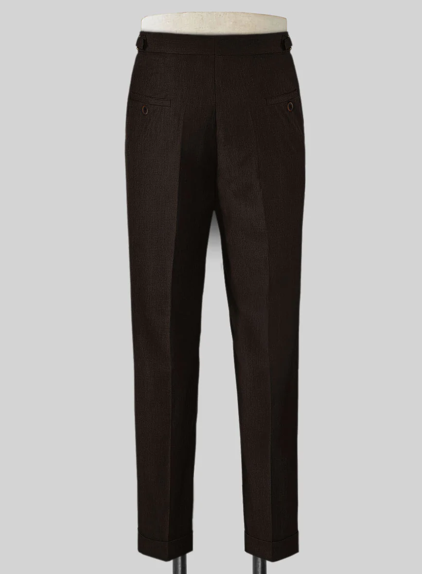 Napolean Stretch Dark Brown Highland Wool Trouser - Image 3