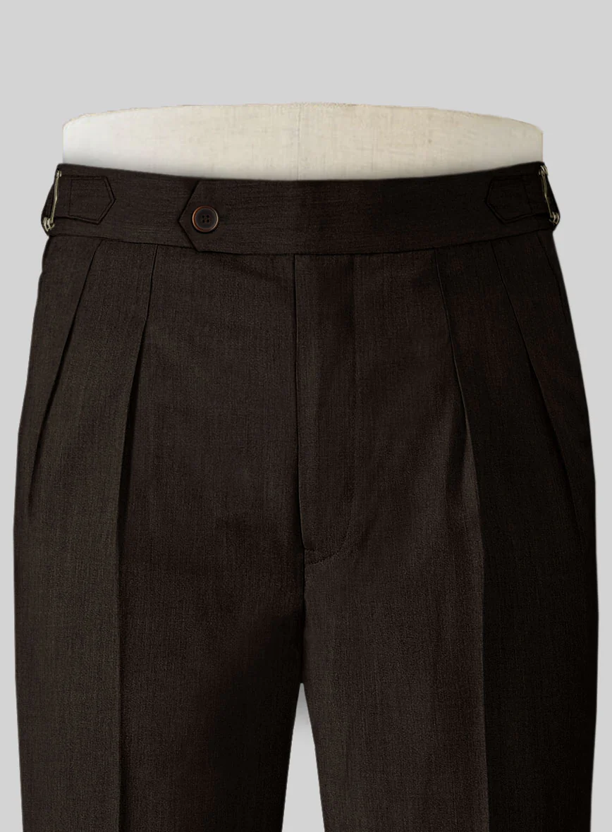 Napolean Stretch Dark Brown Highland Wool Trouser - Image 4