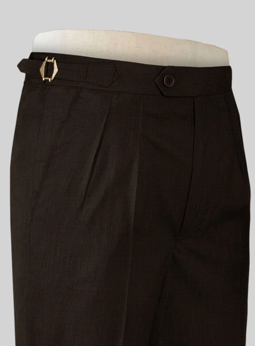 Napolean Stretch Dark Brown Highland Wool Trouser - Image 5