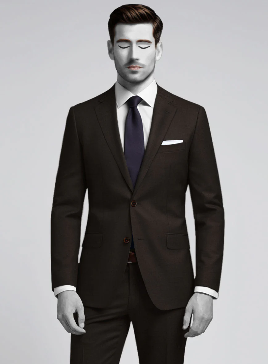 Napolean Stretch Dark Brown Wool Suit - Image 3
