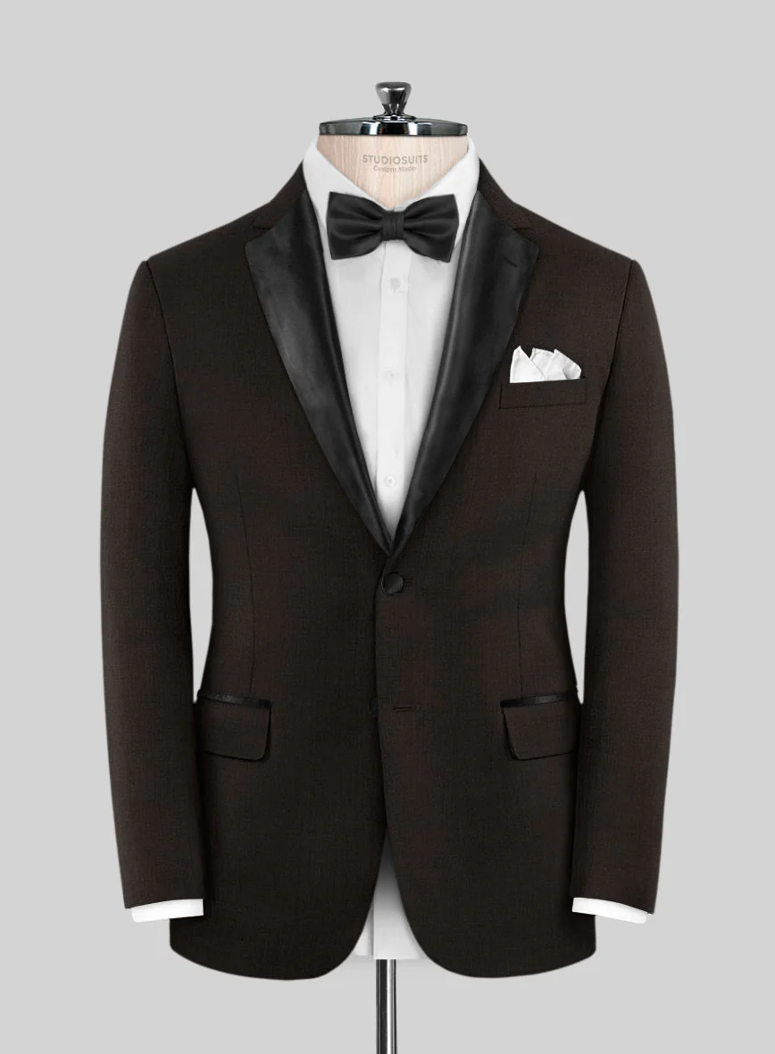Napolean Stretch Dark Brown Wool Tuxedo Jacket - Image 2