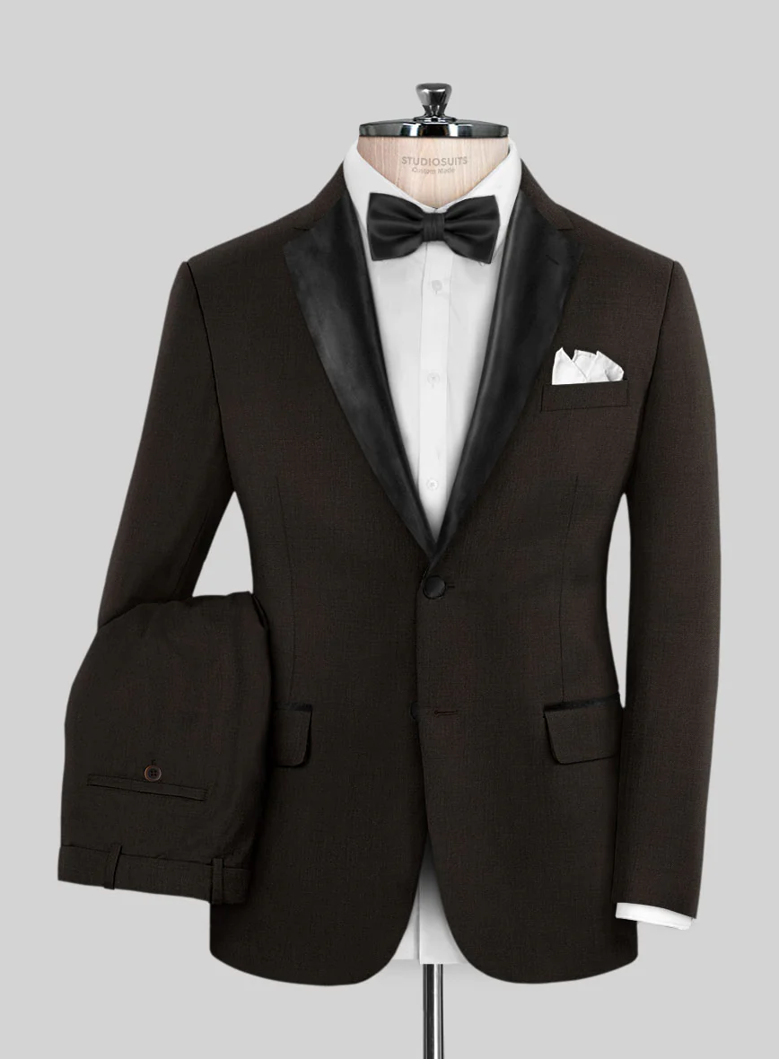 Napolean Stretch Dark Brown Wool Tuxedo Suit - Image 2