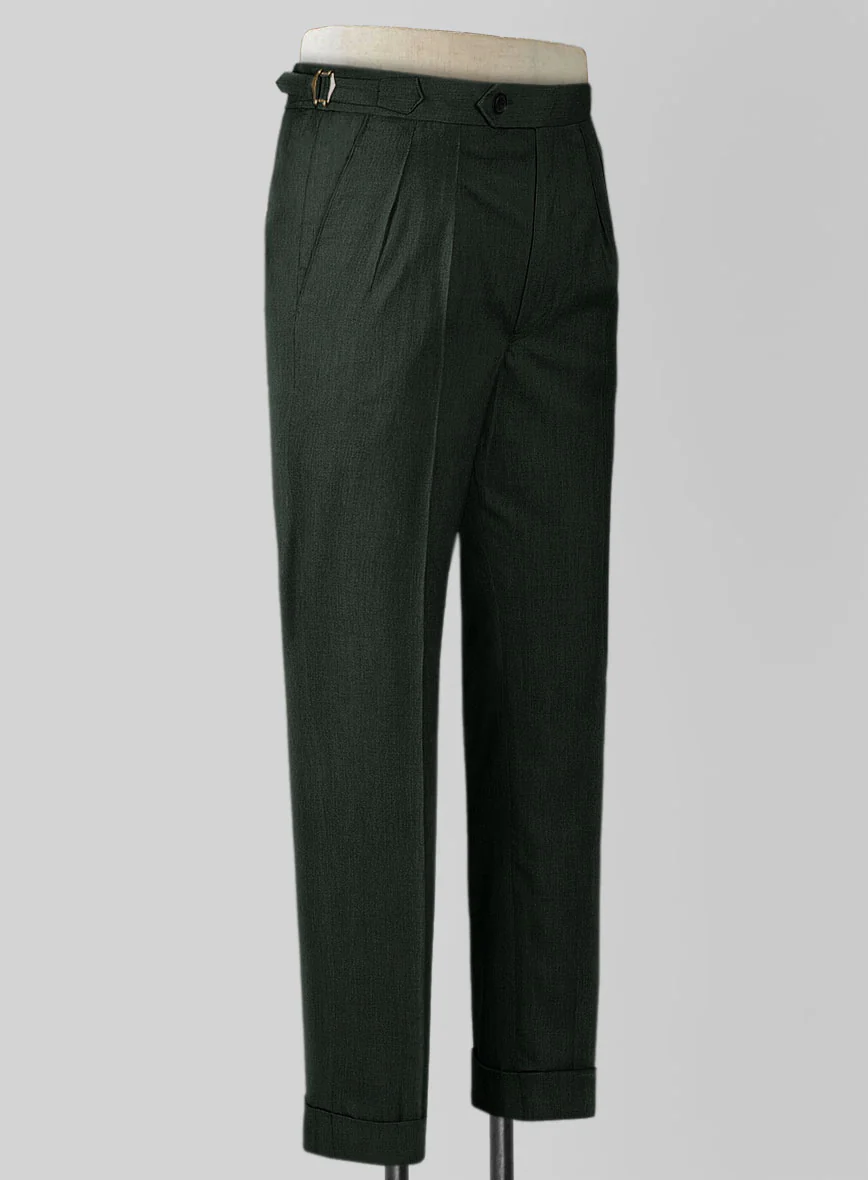 Napolean Stretch Dark Green Wool Highland Trouser - Image 2