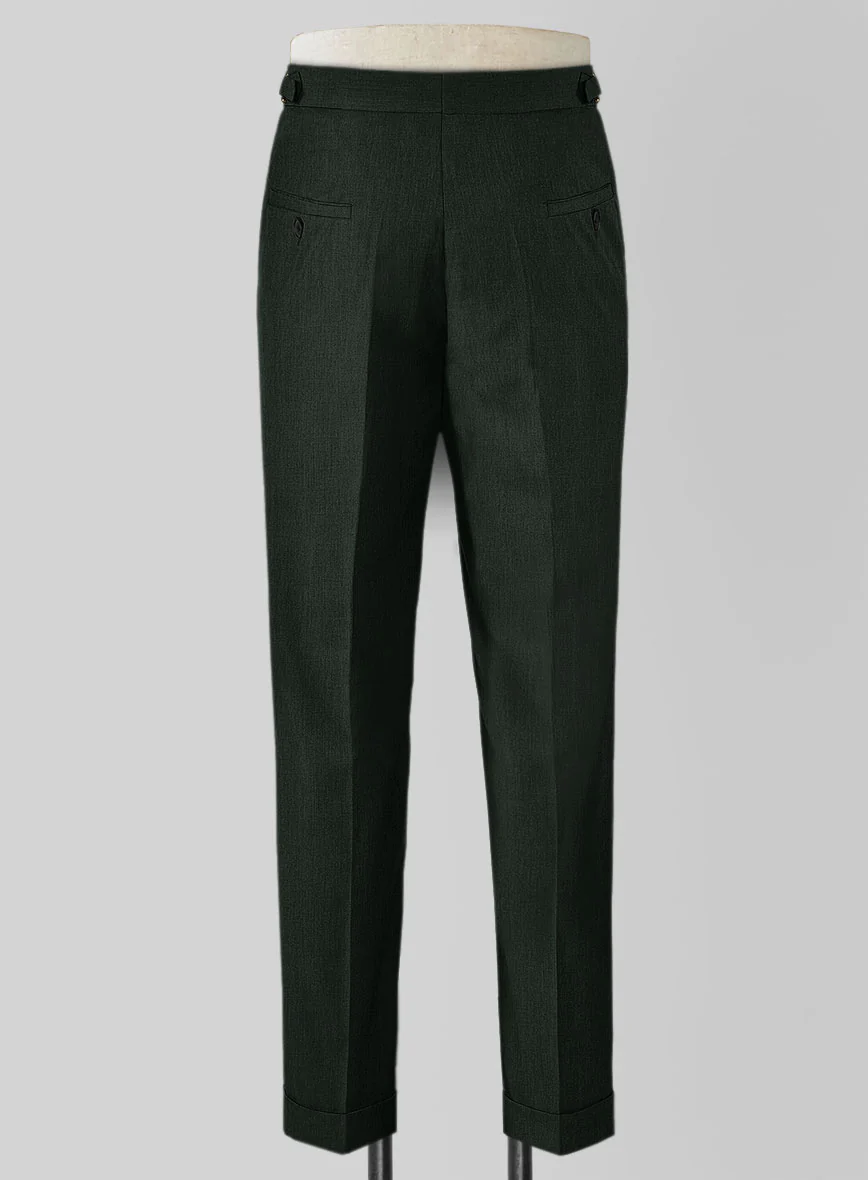 Napolean Stretch Dark Green Wool Highland Trouser - Image 3