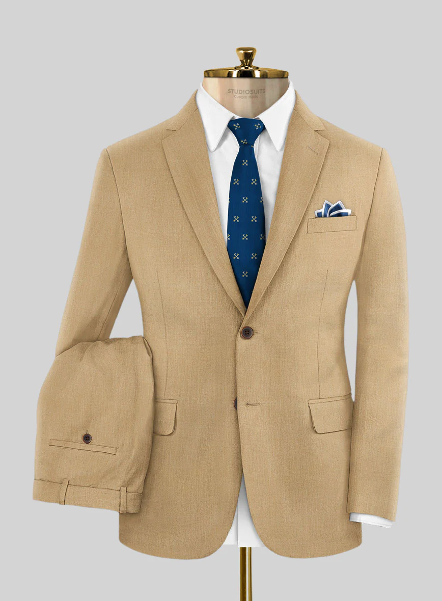 Napolean Stretch Dark Khaki Wool Suit - Image 2