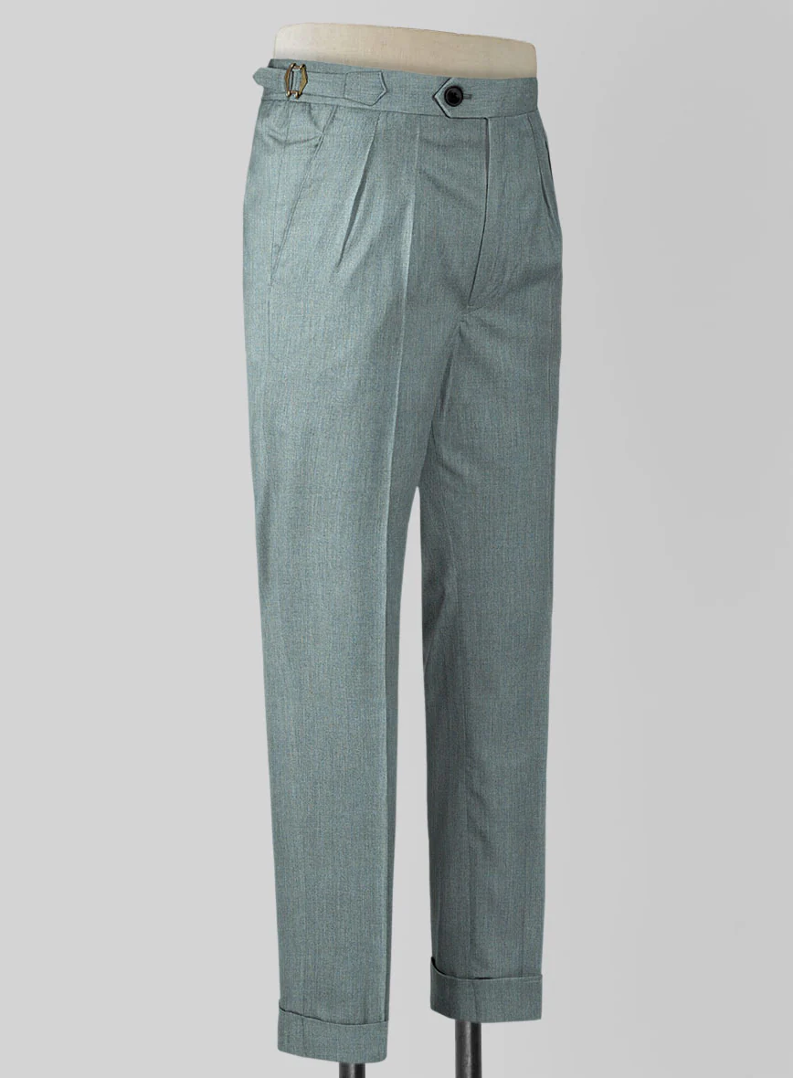 Napolean Stretch Gray Blue Highland Wool Trousers - Image 2