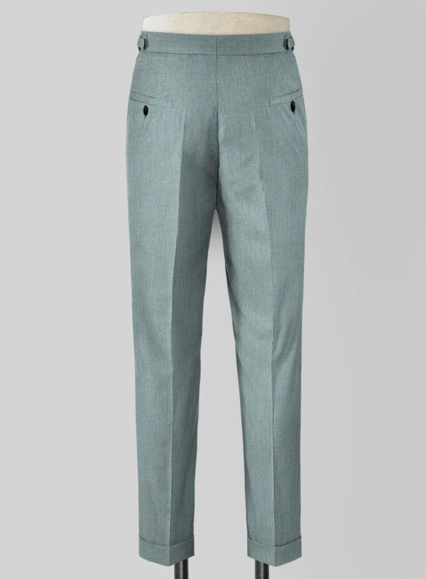 Napolean Stretch Gray Blue Highland Wool Trousers - Image 3