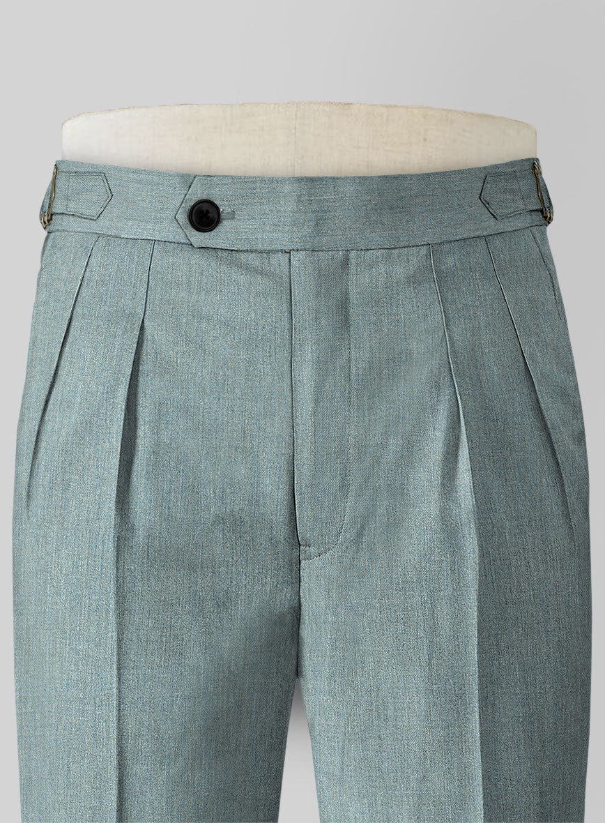 Napolean Stretch Gray Blue Highland Wool Trousers - Image 4