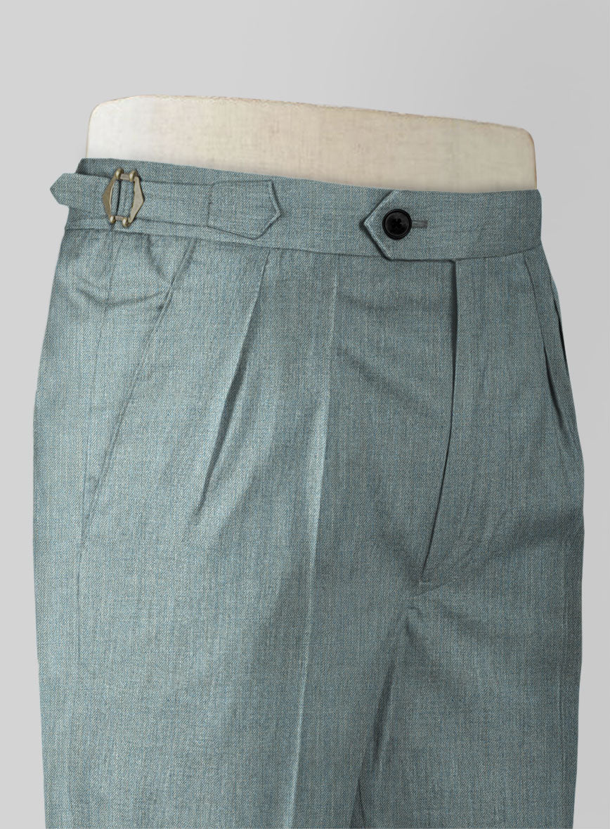Napolean Stretch Gray Blue Highland Wool Trousers - Image 5