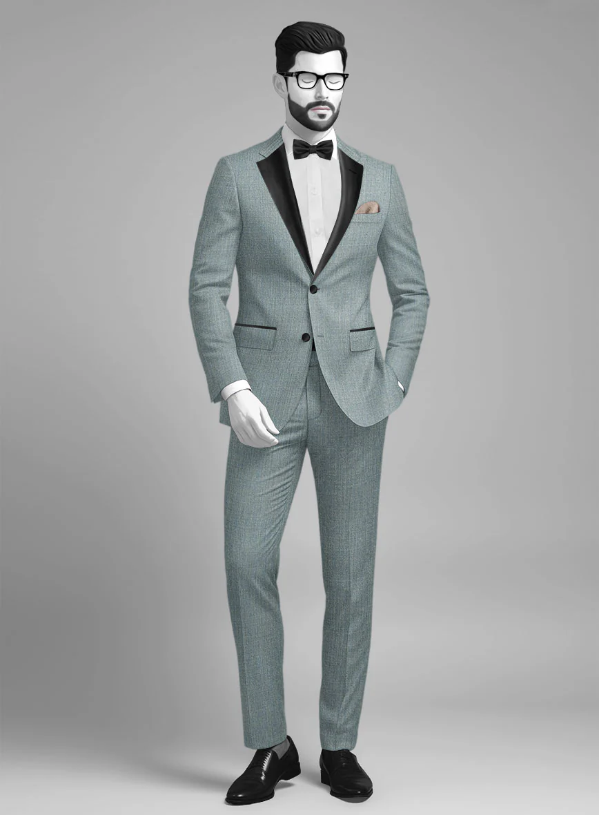 Napolean Stretch Gray Blue Wool Tuxedo Suit - Image 2