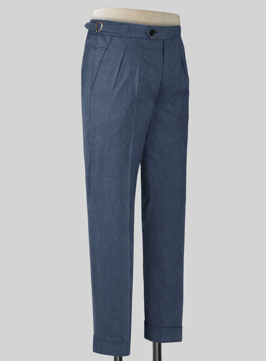 Napolean Stretch Imperial Blue Highland Wool Trousers - Image 2