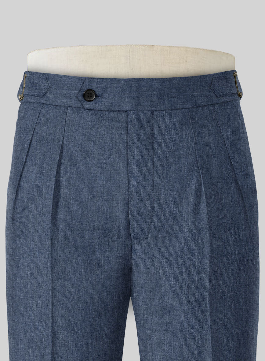 Napolean Stretch Imperial Blue Highland Wool Trousers - Image 4